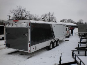 7.5 x 22 Charcoal and White All Aluminum Inline
                  Snowmobile Trailer